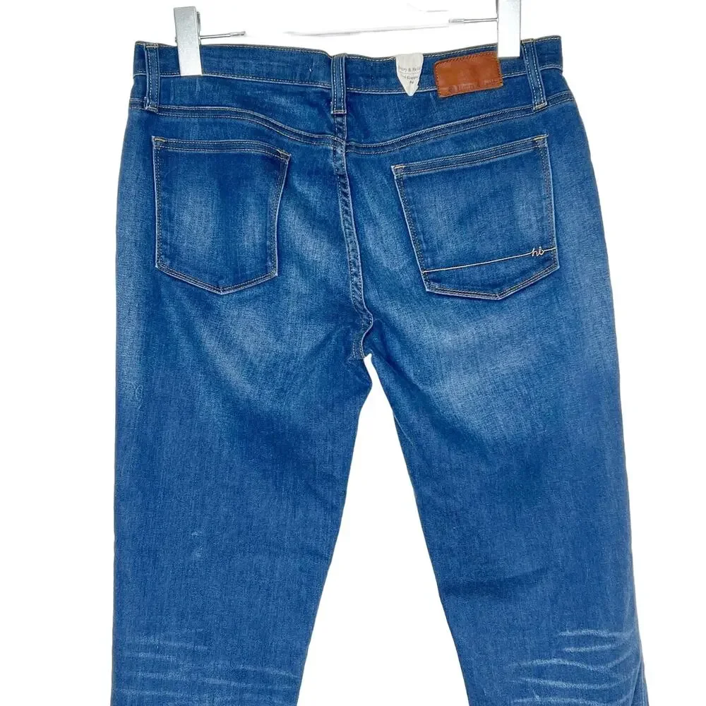 HENRY & BELLE Ideal Crop Skinny Jeans Cuffed Mid Rise Medium Wash Denim Size 31